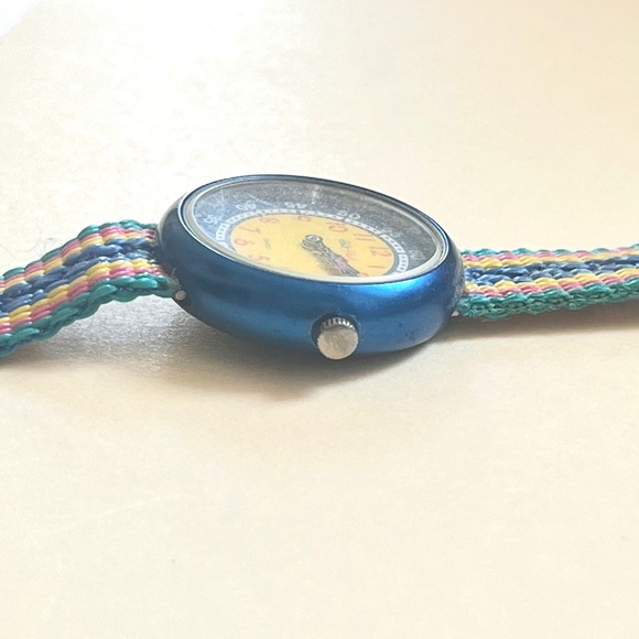 🎉rare!🎉 1980s Flik Flak Swiss water resistant multicolor funky abstract watch - Picture 4 of 16
